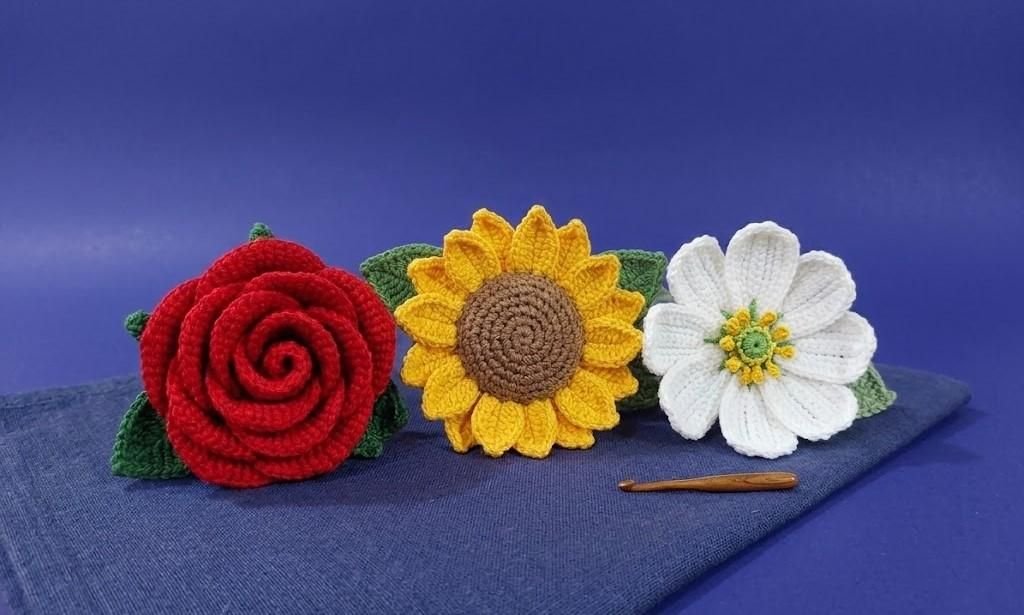 Crochet Flowers — Set of 3